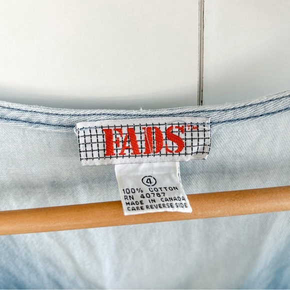 Vintage FADS Cotton Light Blue Denim Button-Down Dress • Sz 4 - Picture 4 of 7